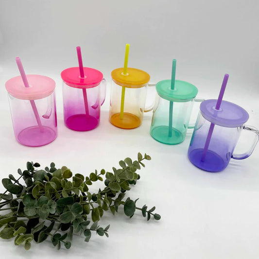 Coloured Ombre Glass Sublimation 17oz Mug with Handle