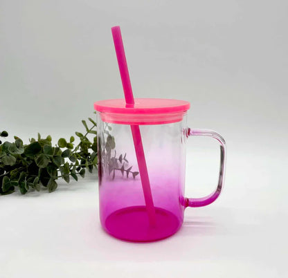 Coloured Ombre Glass Sublimation 17oz Mug with Handle