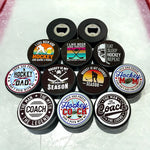 Hockey puck bottle opener