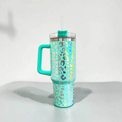IRIDESCENT Leopard 40oz Tumbler with Handle
