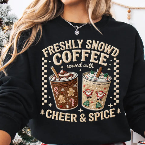 Faux Embroidered Freshly Brewed Coffee