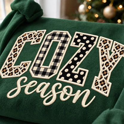 Faux Embroidered Cozy Season Browns